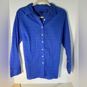 Talbots 1X petite royal blue blouse with fun texture.